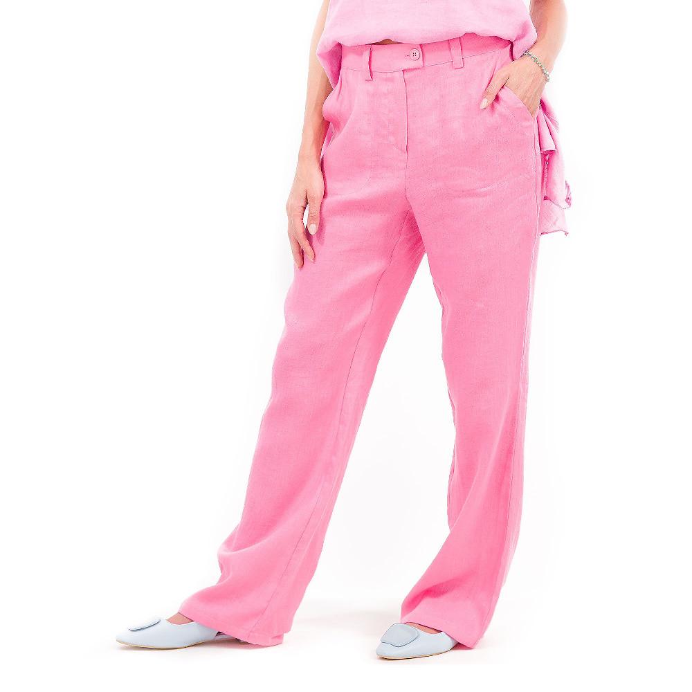 QVC Caterina Lancini Pantaloni in lino con elastico e passanti in vita