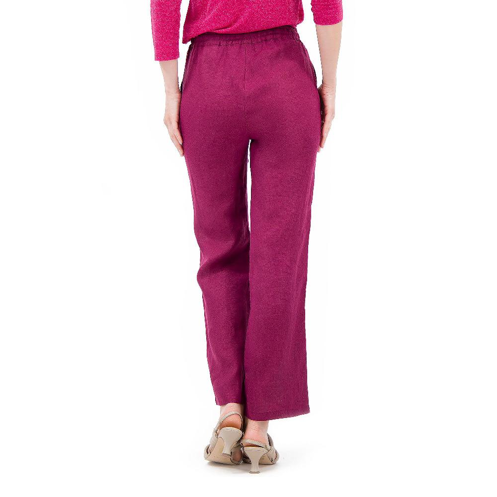 QVC Caterina Lancini Pantaloni In Lino Con Elastico In Vita