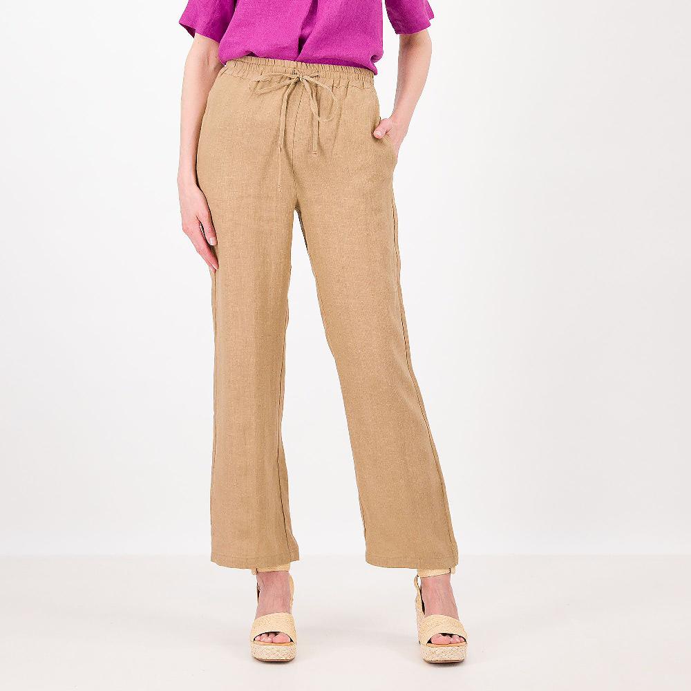 QVC Caterina Lancini Pantaloni in lino con elastico in vita