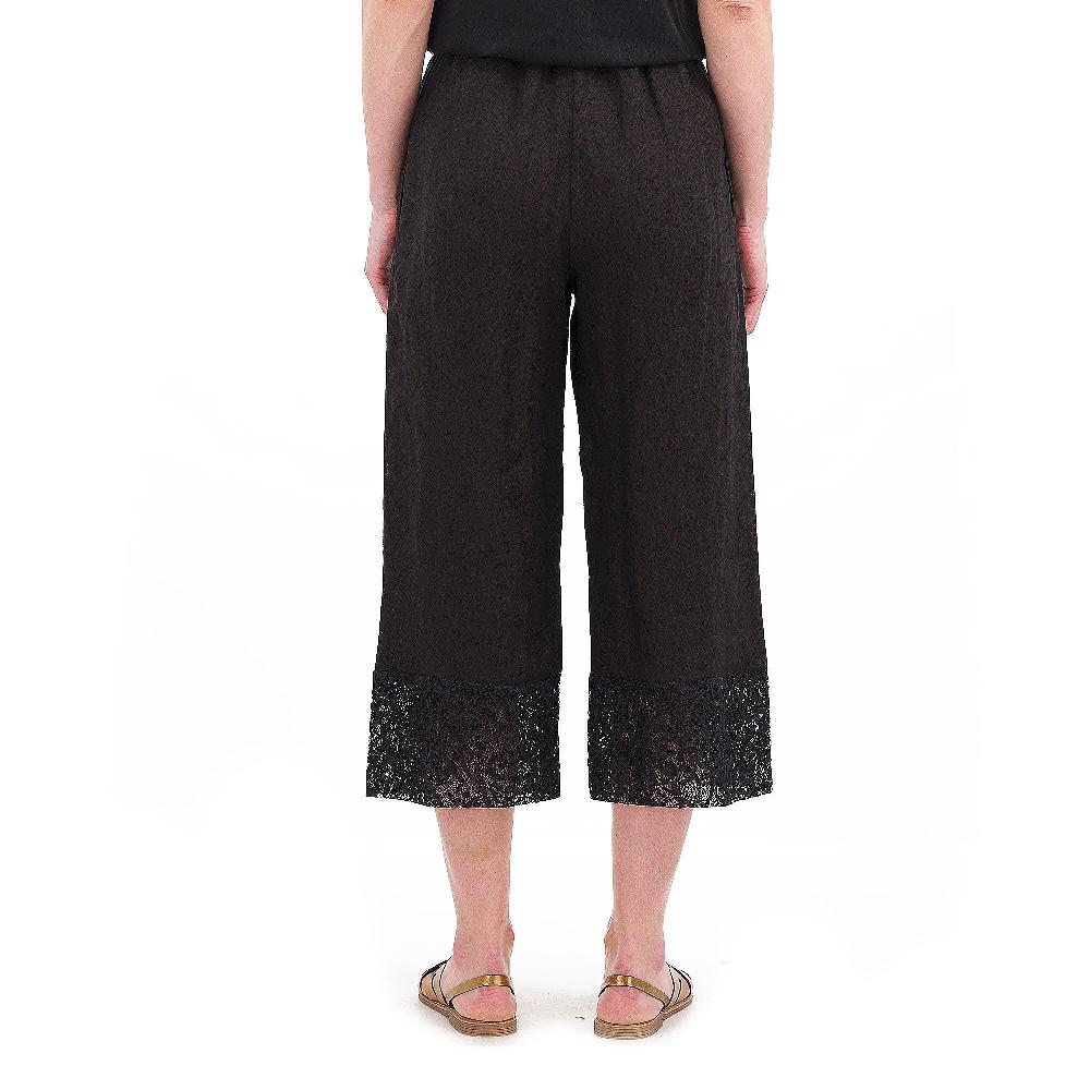 QVC Caterina Lancini Pantaloni In Lino Con Inserto In Pizzo