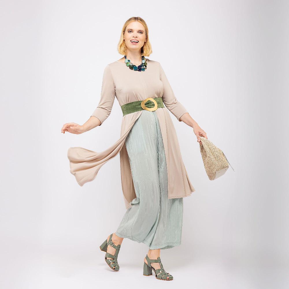 QVC Caterina Lancini Pantaloni in tessuto froissé Vita elasticata Tasche inserite