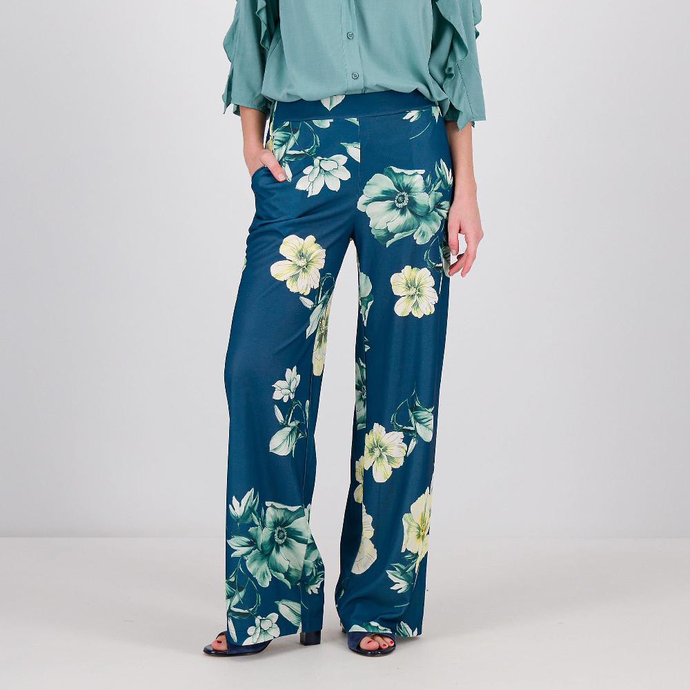 QVC Caterina Lancini Pantaloni palazzo fantasia con elastico in vita