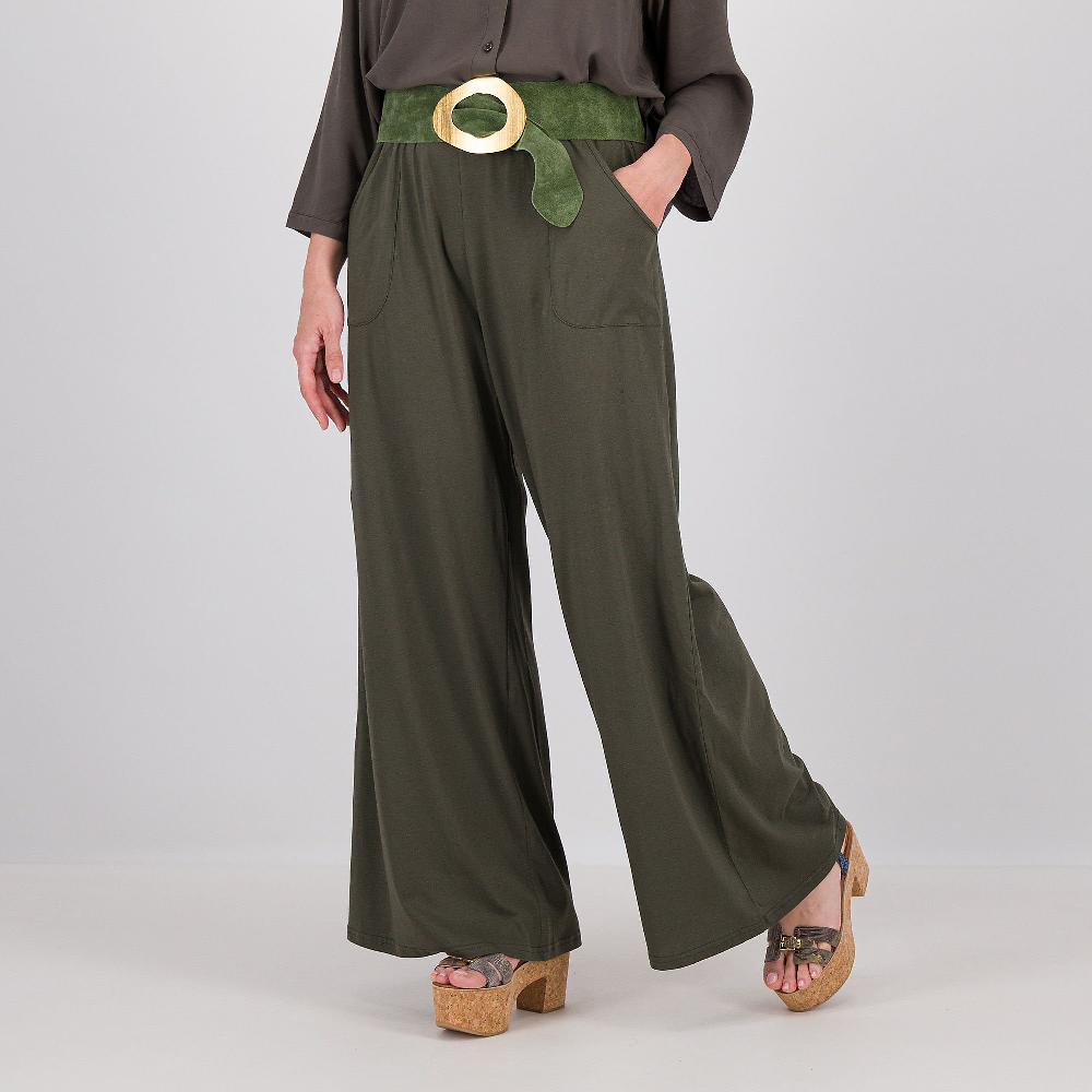 QVC Caterina Lancini Pantaloni palazzo in cotone con elastico in vita