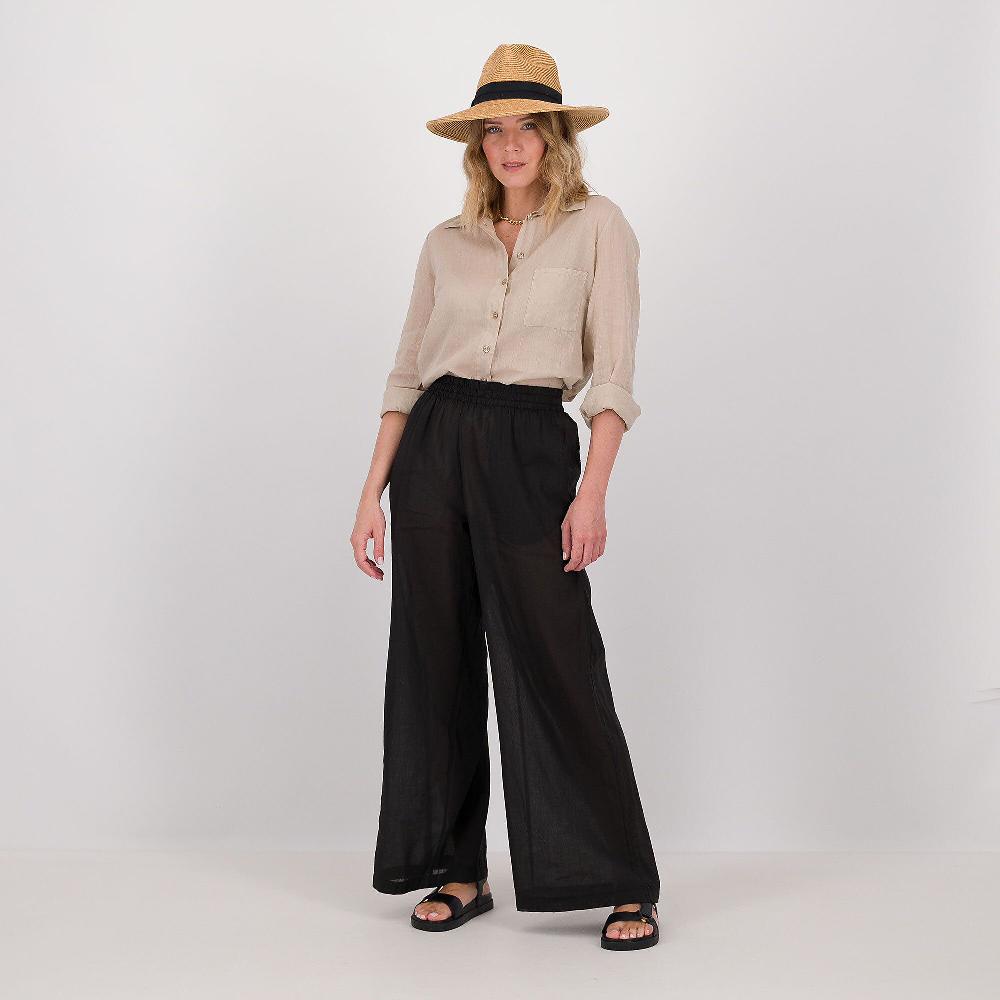 QVC Caterina Lancini Pantaloni Palazzo In Tessuto Ramié E Cotone
