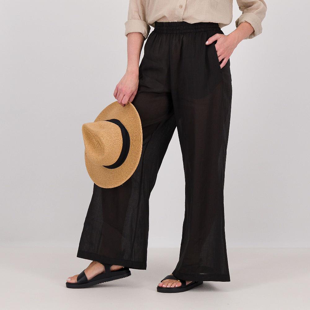 QVC Caterina Lancini Pantaloni palazzo in tessuto ramié e cotone
