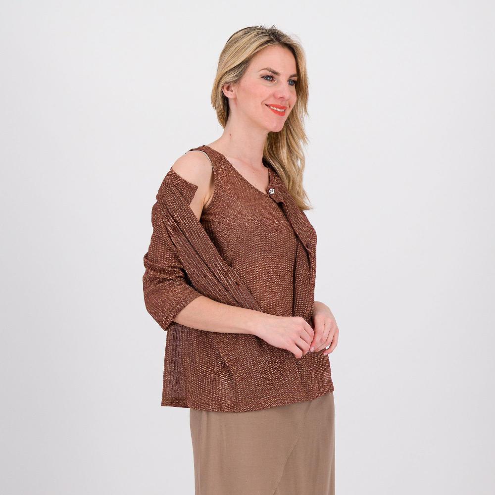 QVC Caterina Lancini Set 2 Pezzi: Maglia Leggera In Lamé E Cardigan