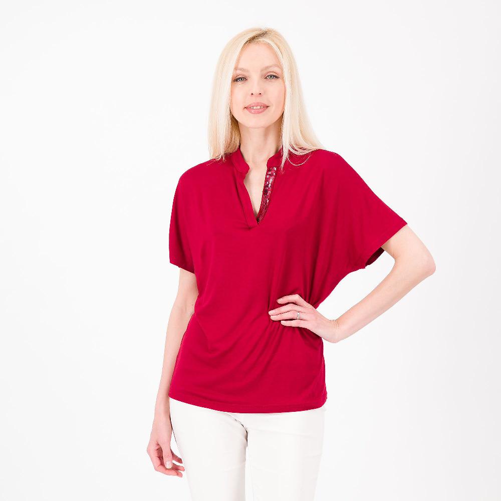 QVC Caterina Lancini T-shirt A Trapezio In Viscosa Con Paillettes