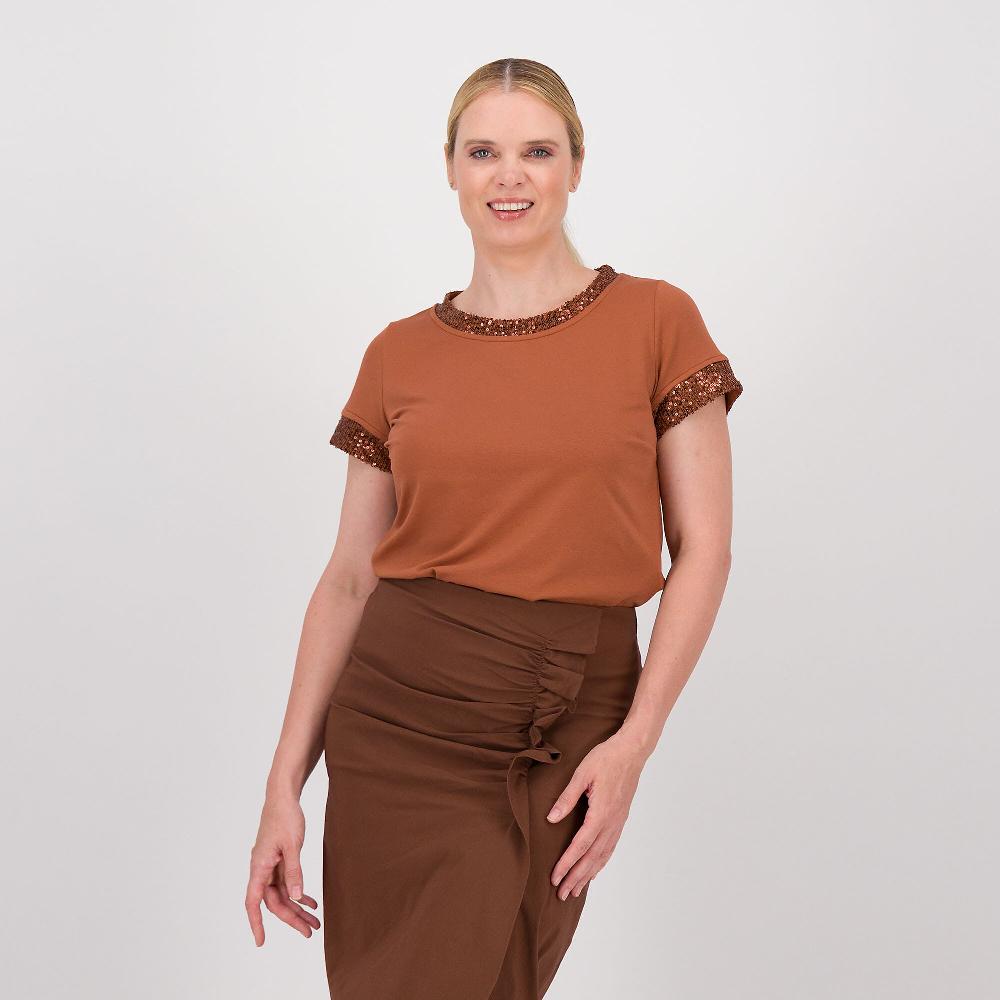 QVC Caterina Lancini T-shirt in jersey di cotone con paillettes