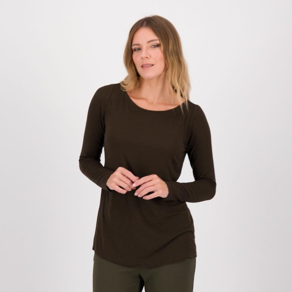 QVC Caterina Lancini T-shirt in jersey misto lana con scollo a barchetta