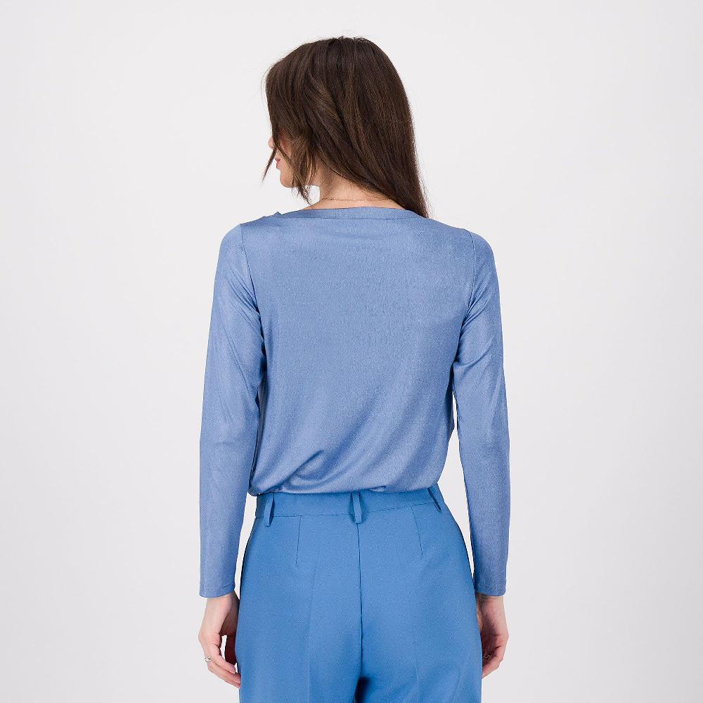 QVC Caterina Lancini T-shirt In Jersey Spalmato Con Collo Tondo Largo