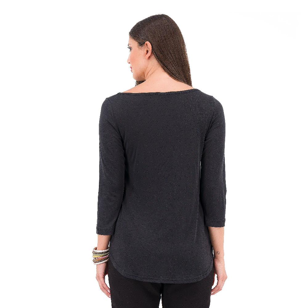 QVC Caterina Lancini T-shirt Scollo Tondo In Modal Fondo Arrotondato Made In Italy