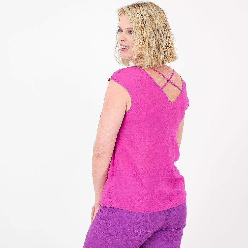 QVC Caterina Lancini Top In Mussola Di Viscosa Con Incrocio Dietro