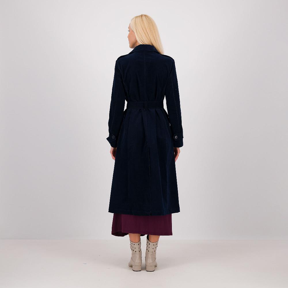 QVC Caterina Lancini Trench Doppiopetto In Velluto Stretch Con Cintura In Vita