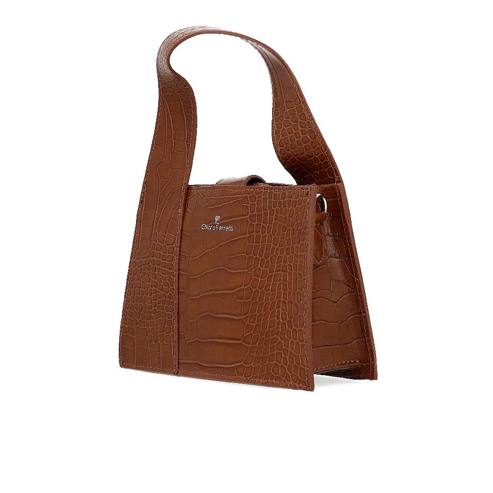 QVC Chiara Ferretti Borsa A Mano In Pelle Stampa Cocco + Tracolla Removibile