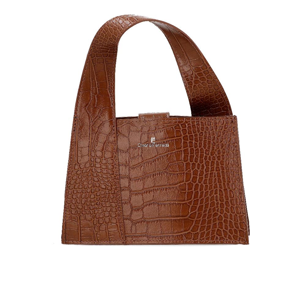 QVC Chiara Ferretti Borsa a mano in pelle stampa cocco + tracolla removibile