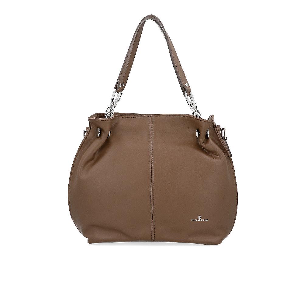 QVC Chiara Ferretti Borsa a spalla in pelle con manico in pelle e catena