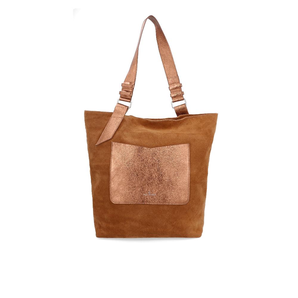 QVC Chiara Ferretti Borsa a spalla in pelle scamosciata con tasca laminata