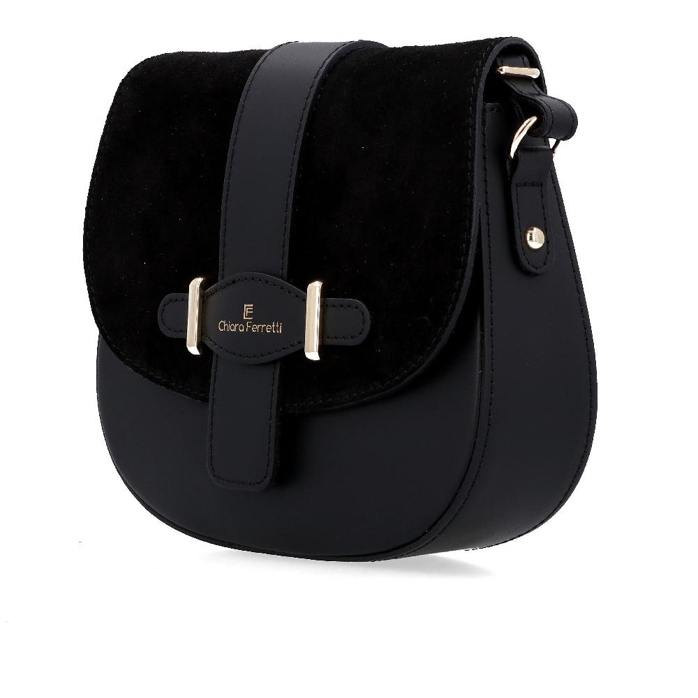 QVC Chiara Ferretti Borsa A Tracolla In Pelle Ruga Con Patta Scamosciata