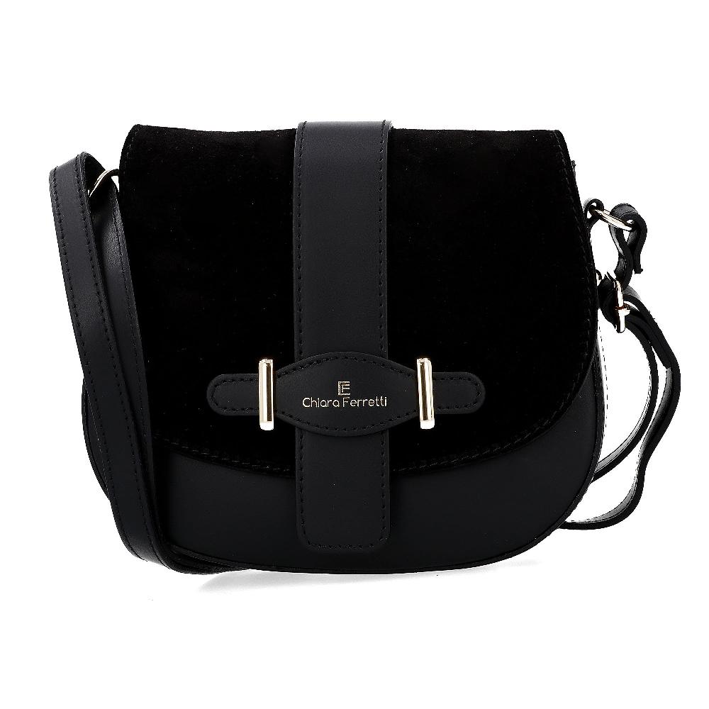 QVC Chiara Ferretti Borsa A Tracolla In Pelle Ruga Con Patta Scamosciata