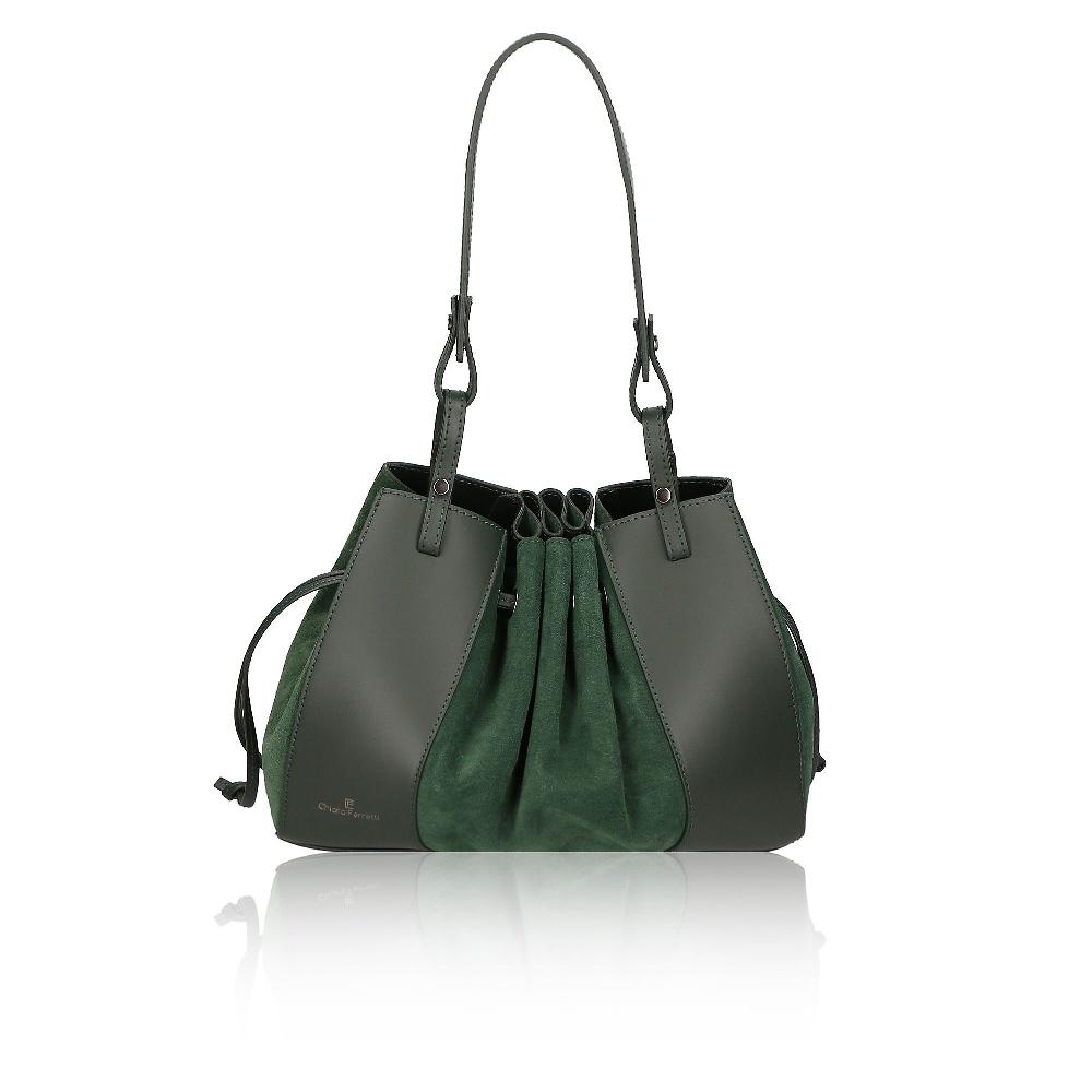 QVC Chiara Ferretti Borsa in pelle espandibile con inserti scamosciati
