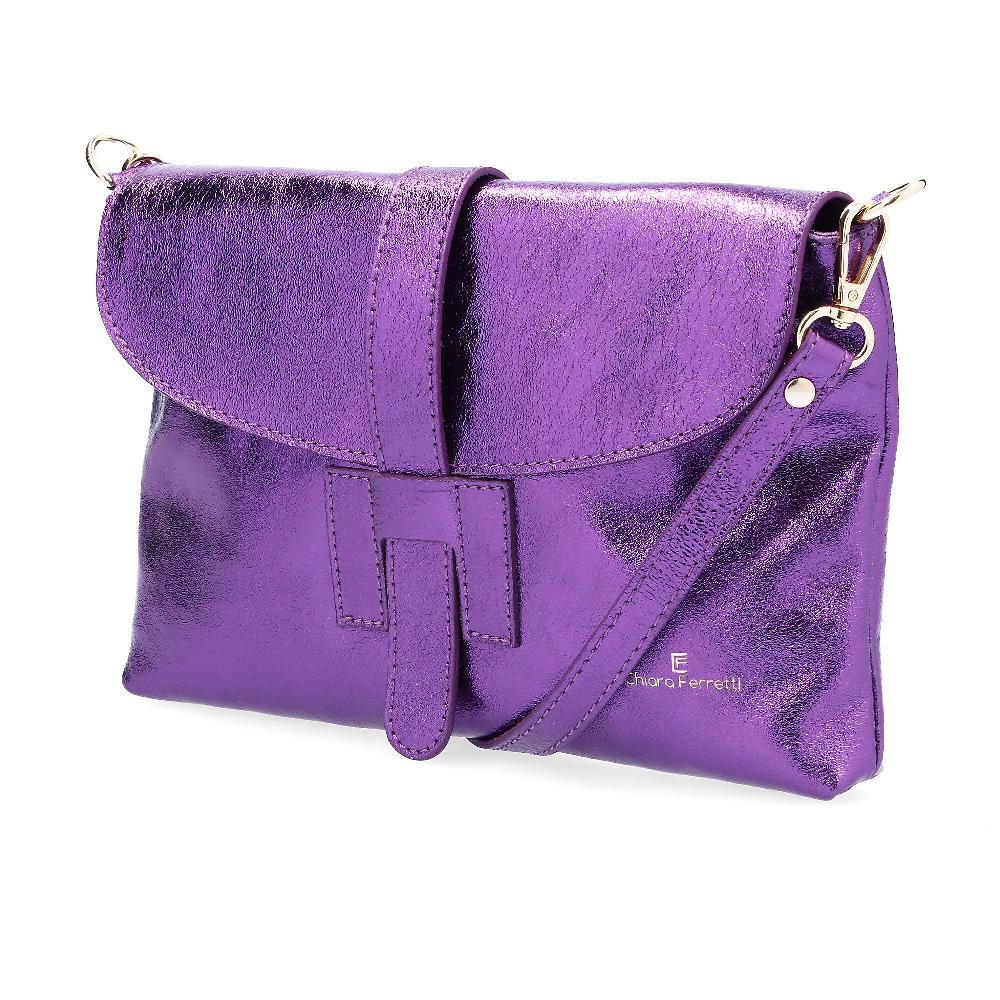 QVC Chiara Ferretti Pochette In Pelle Laminata Con Patta E Tracolla