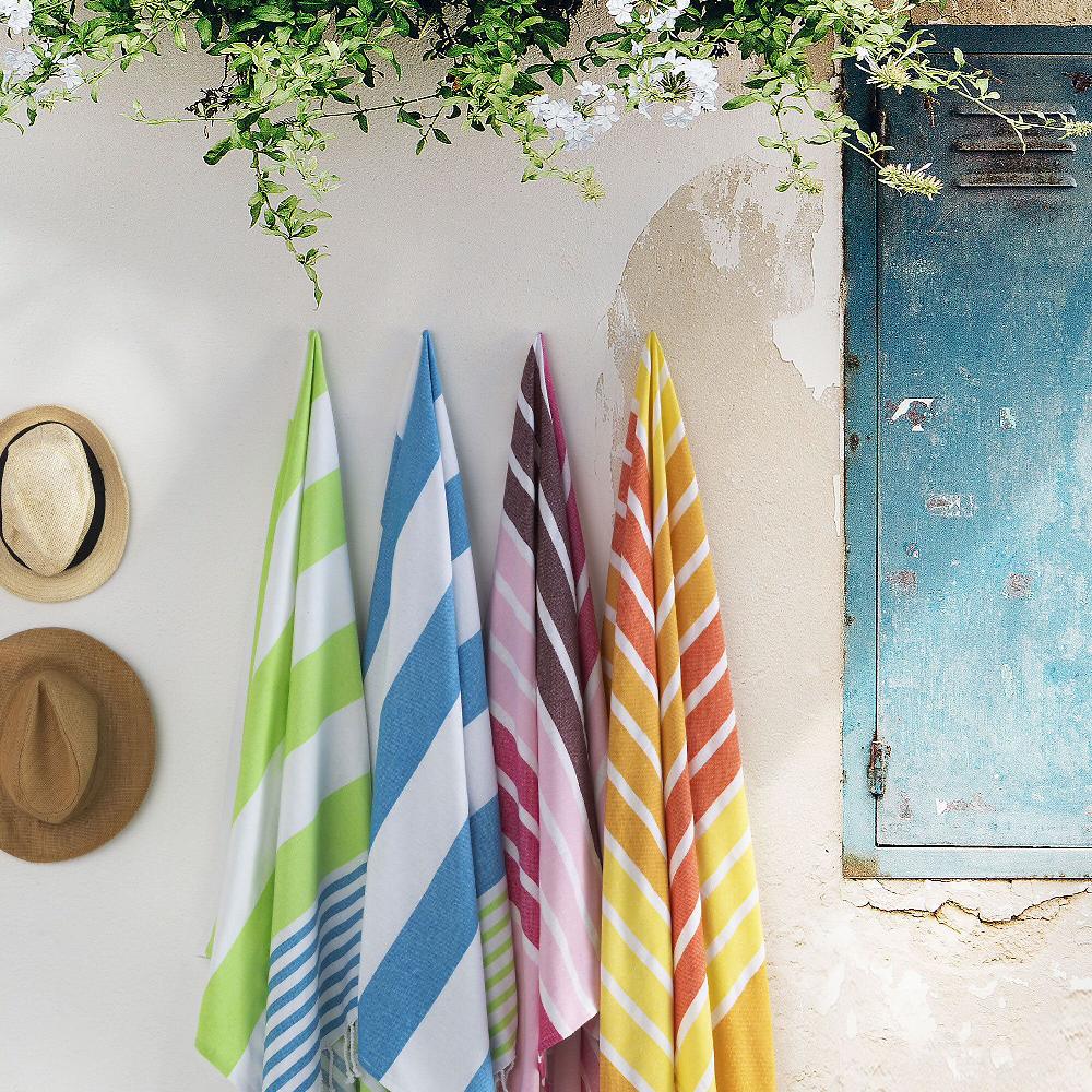 QVC Cogal Set 2 foutà a righe con frange sui lati 100%cotone tinto filo