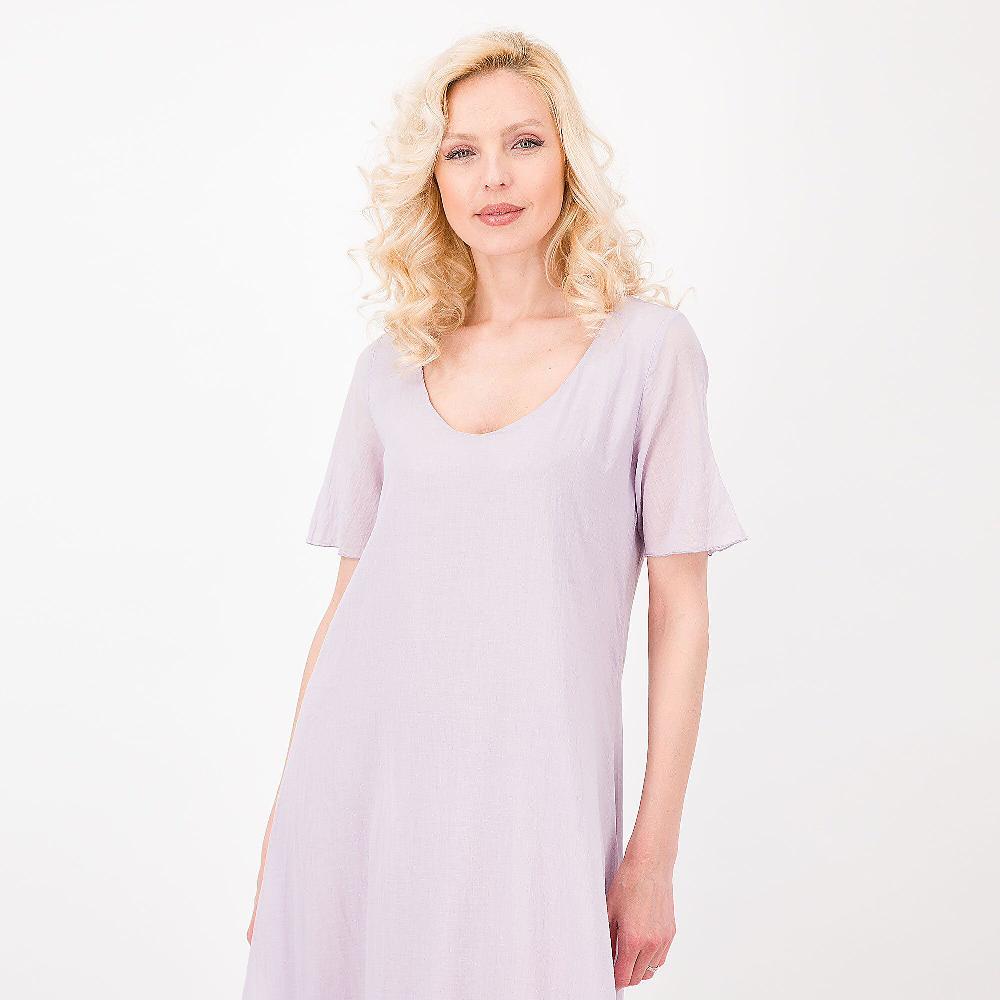 QVC Colour Lab Abito 100% Ramié Doppia Balza In Mussola 100% Cotone Made In Italy