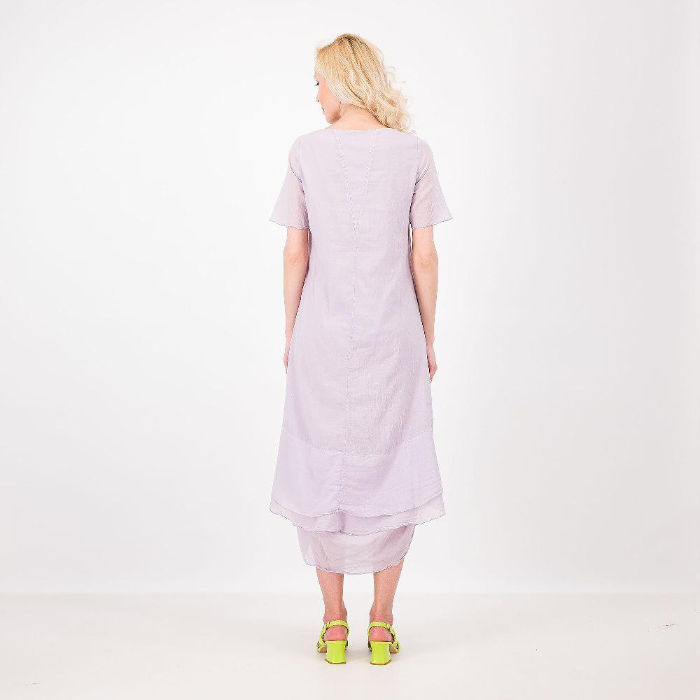 QVC Colour Lab Abito 100% Ramié Doppia Balza In Mussola 100% Cotone Made In Italy