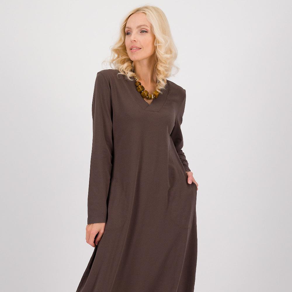 QVC Colour Lab Abito Lungo In Jersey Di Cotone Stretch Scollo A V