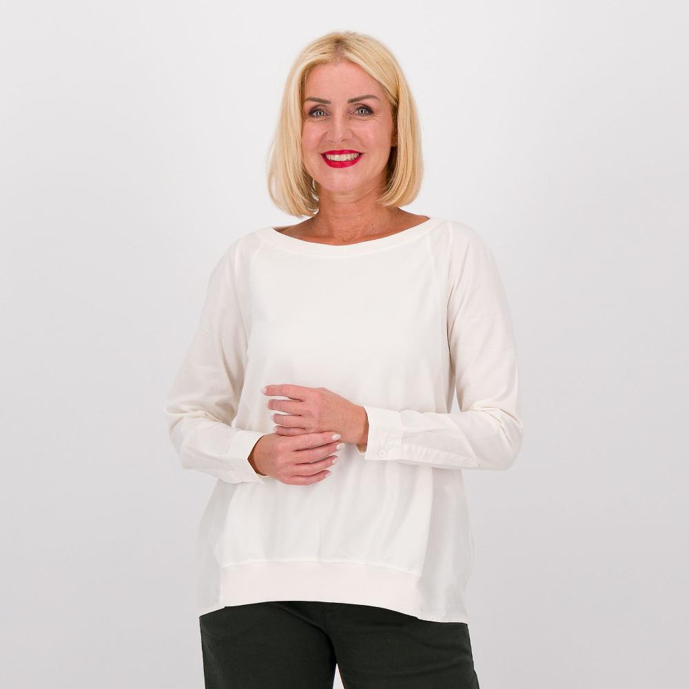 QVC Colour Lab Blusa in tessuto stretch e popeline di cotone