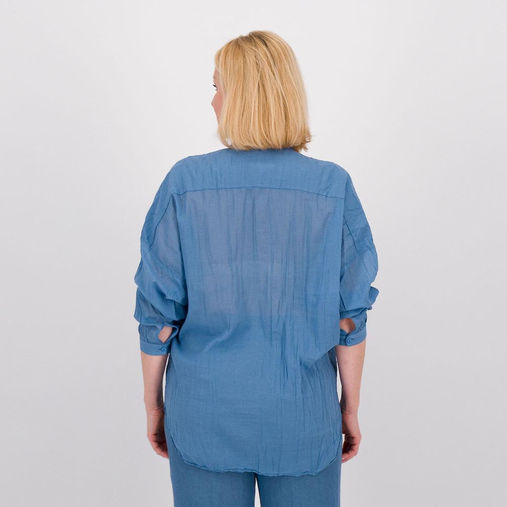 QVC Colour Lab Camicia Ampia In Mussola Con Collo Alla Coreana