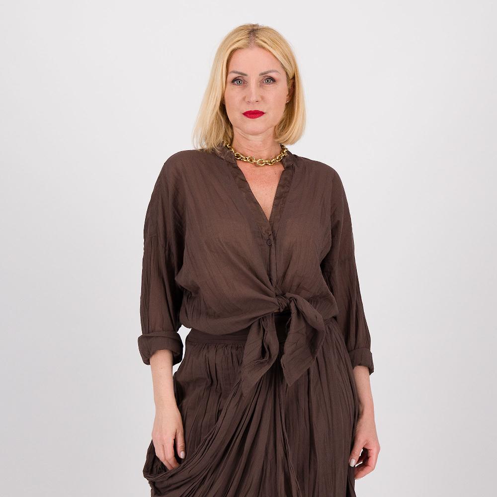 QVC Colour Lab Camicia ampia in mussola con collo alla coreana