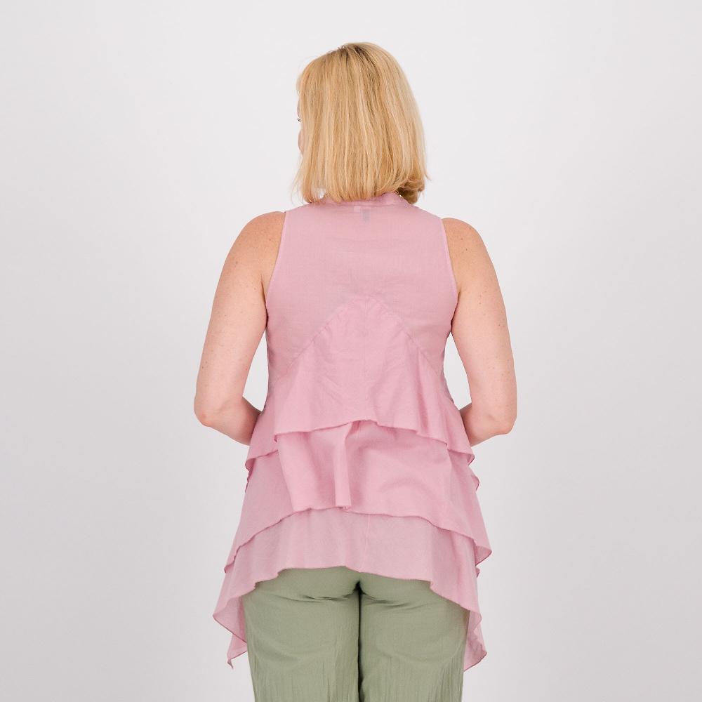 QVC Colour Lab Camicia Smanicata Con Scollo A V E Balze