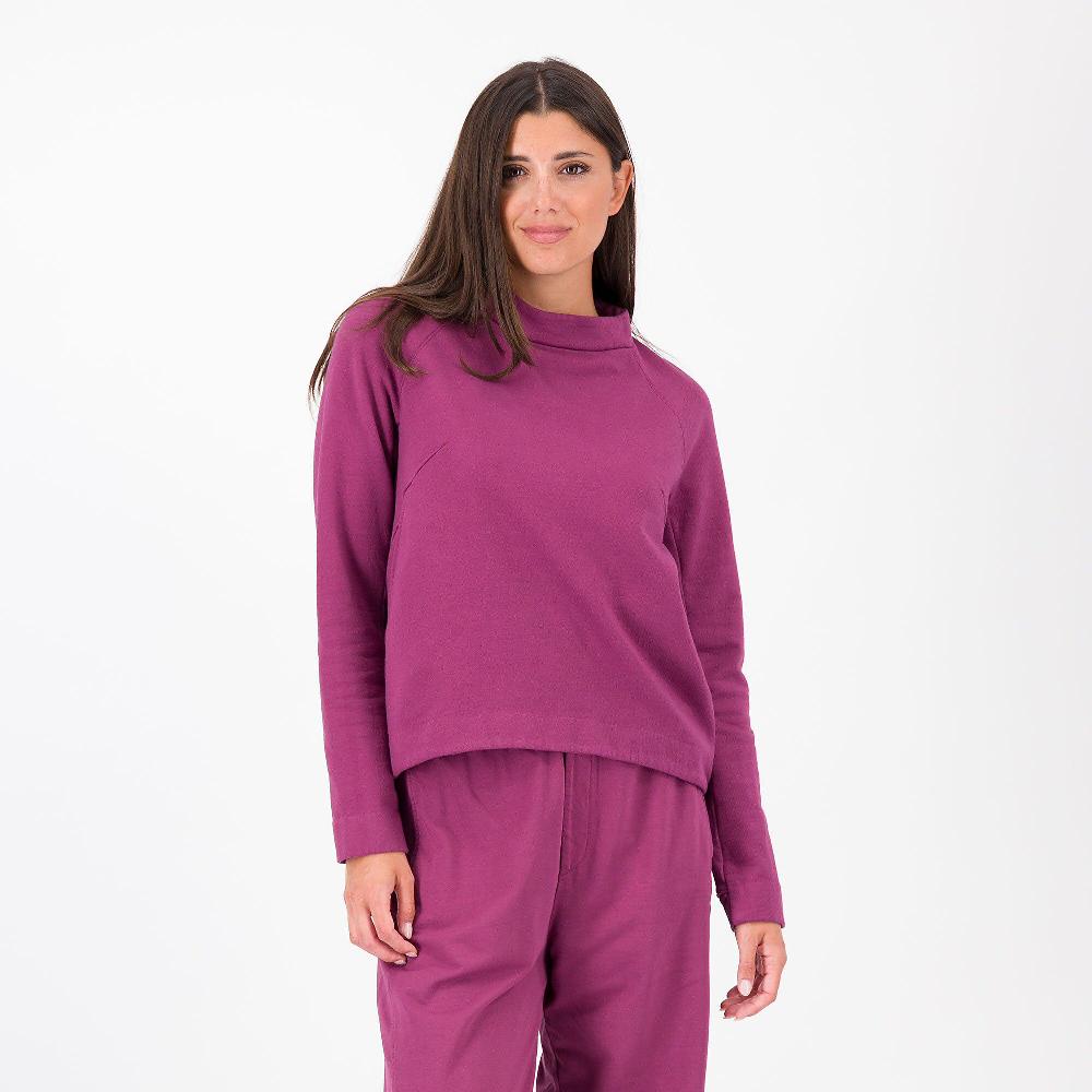 QVC Colour Lab Felpa collo cratere in cotone stretch con tagli