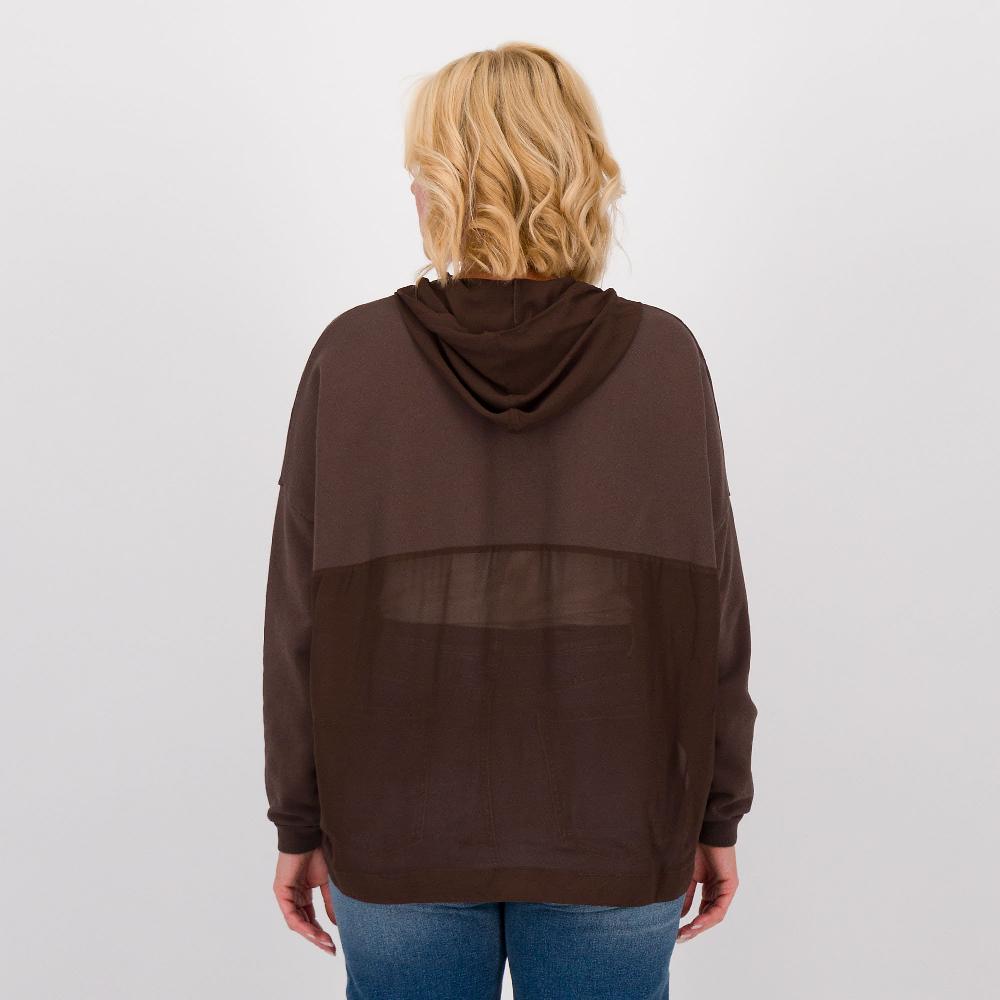 QVC Colour Lab Felpa Con Cappuccio In Felpa Di Cotone E Georgette Viscosa