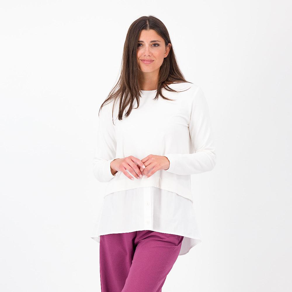 QVC Colour Lab Felpa effetto doppio in cotone a manica lunga