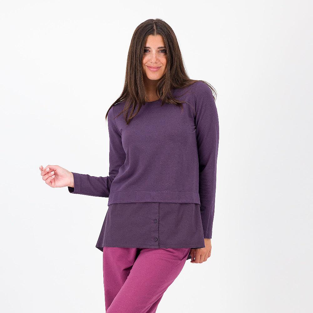 QVC Colour Lab Felpa effetto doppio in cotone a manica lunga