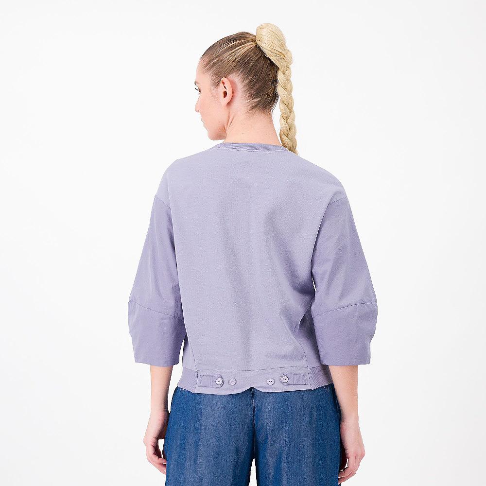 QVC Colour Lab Felpa Girocollo In Cotone Stretch Inserti Popeline Made In Italy