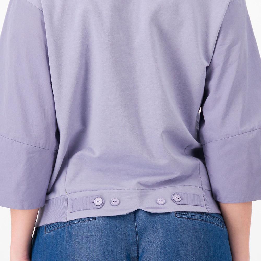 QVC Colour Lab Felpa Girocollo In Cotone Stretch Inserti Popeline Made In Italy