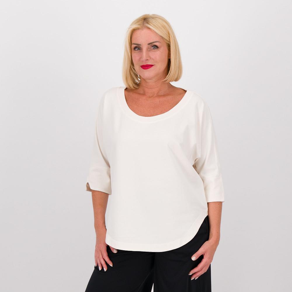 QVC COLOUR LAB Felpa in cotone stretch con polsini risvoltati