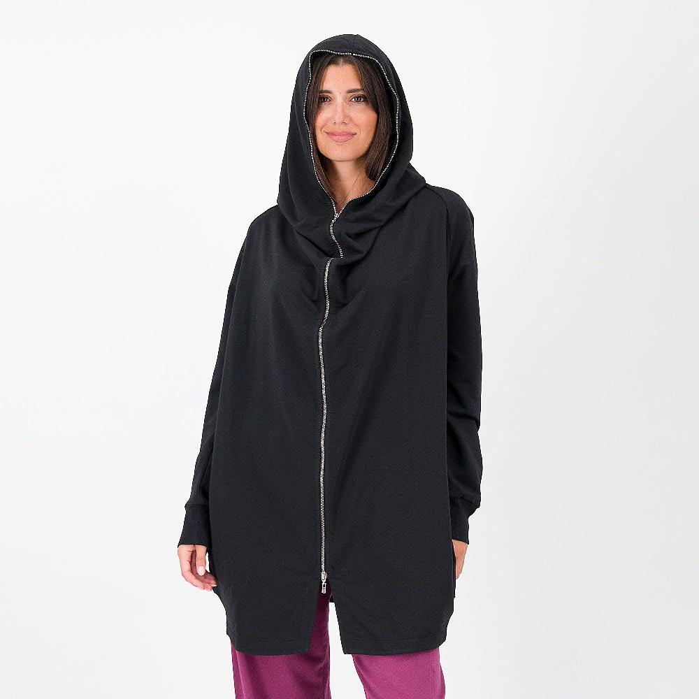 QVC Colour Lab Felpa Over Con Cappuccio Full Zip E Tasche