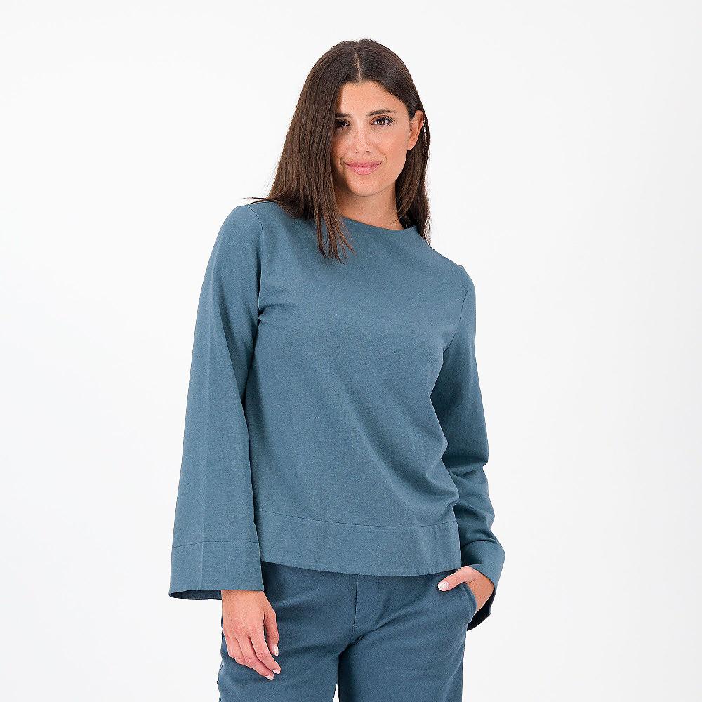 QVC Colour Lab Felpa svasata in cotone stretch collo a cratere