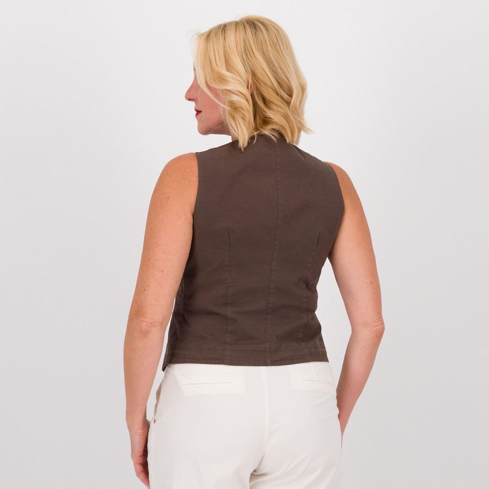 QVC Colour Lab Gilet In Gabardina Di Cotone Stretch 4 Bottoni A Vista