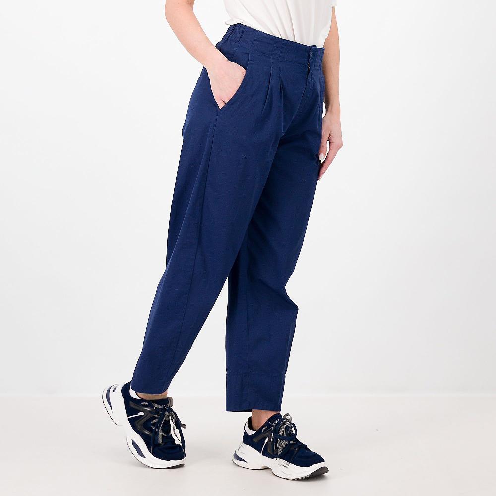 QVC Colour Lab Pantaloni a carota in gabardina di cotone con pieghe