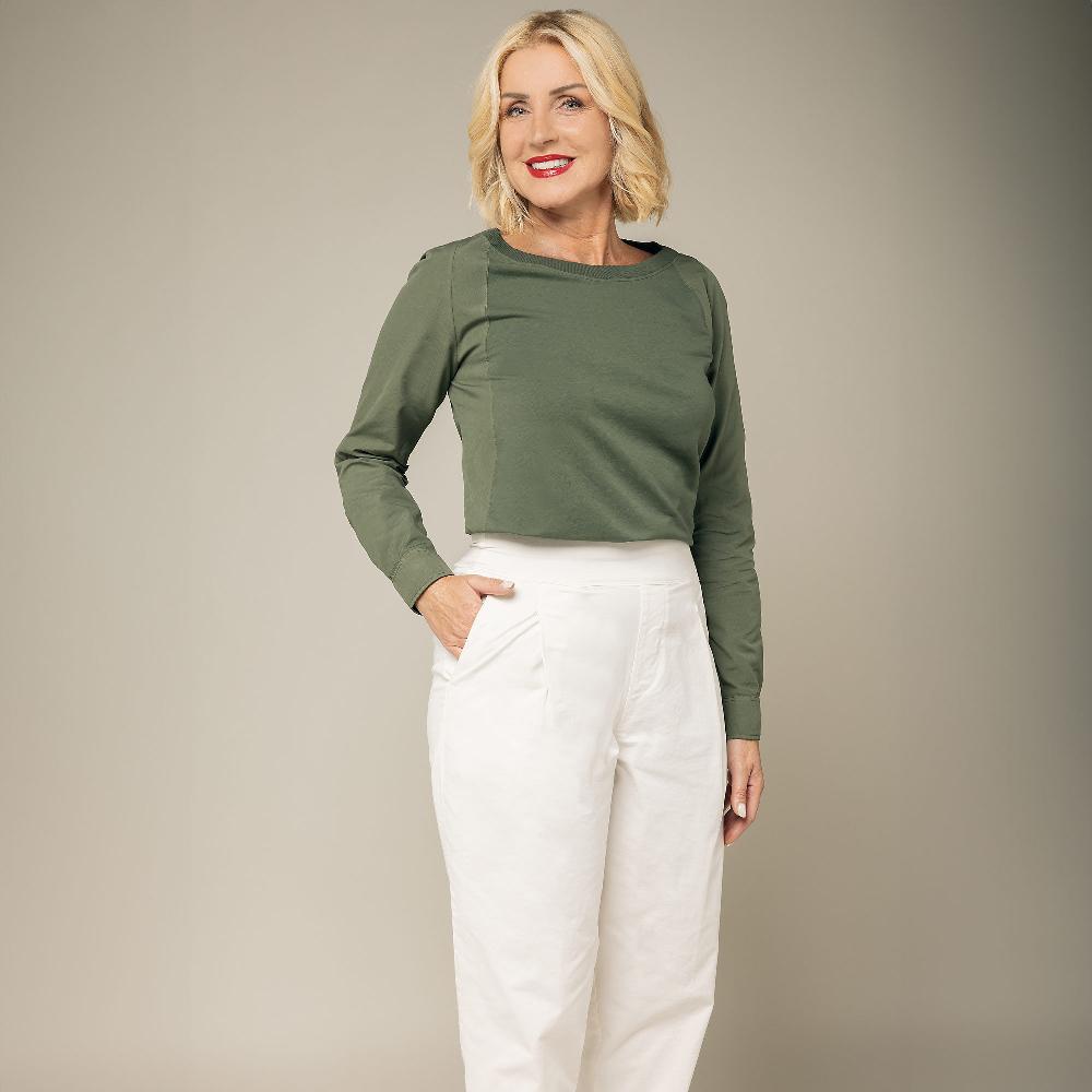 QVC Colour Lab Pantaloni A Carota In Gabardina Raso Di Cotone