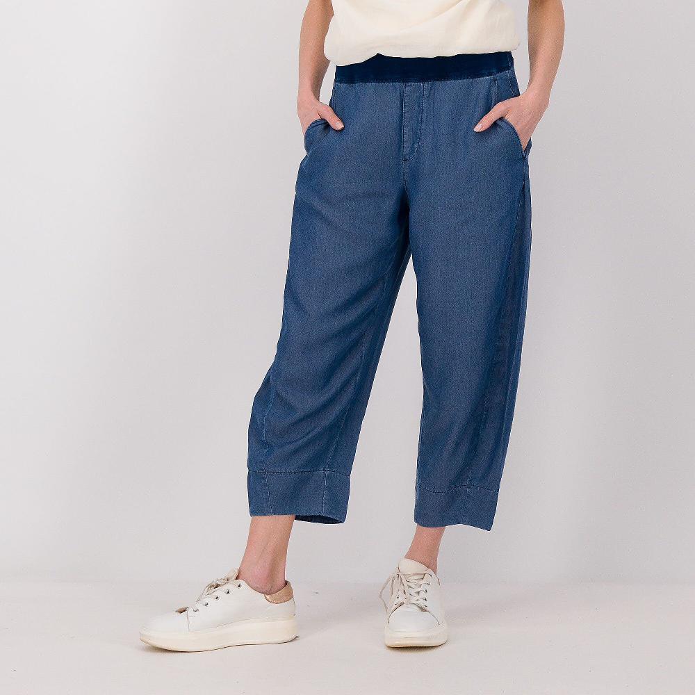 QVC Colour Lab Pantaloni a carota in tessuto Lyocell denim