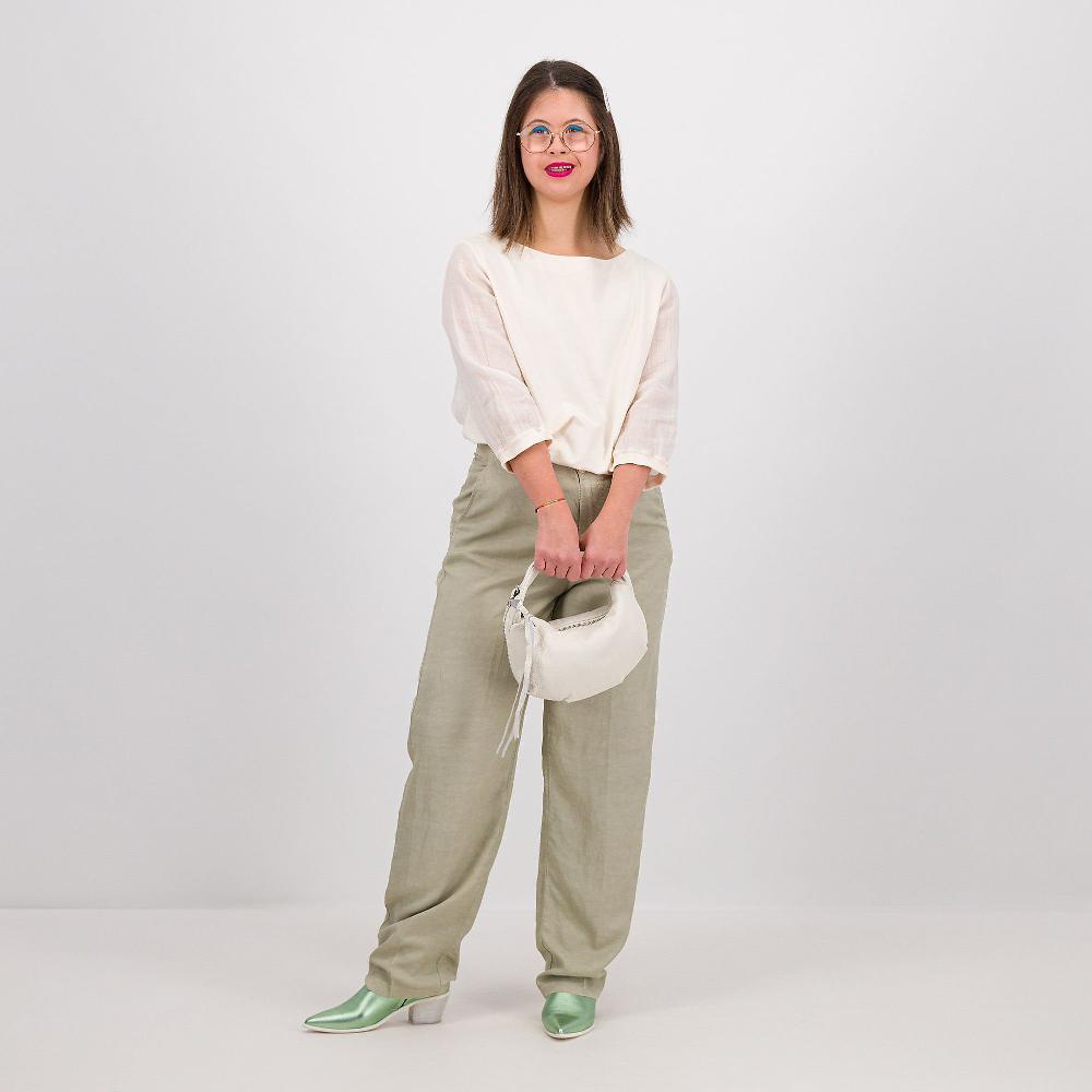 QVC Colour Lab Pantaloni A Carota In Twill Di Viscosa Con Lino