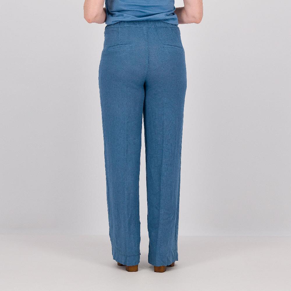 QVC Colour Lab Pantaloni Ampi In Lino Con Elastico In Vita Dietro