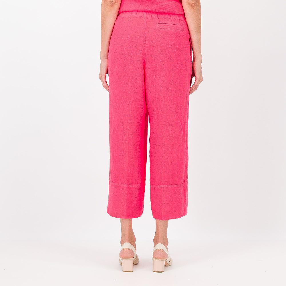 QVC Colour Lab Pantaloni Cropped In Lino Con Orlo Alto