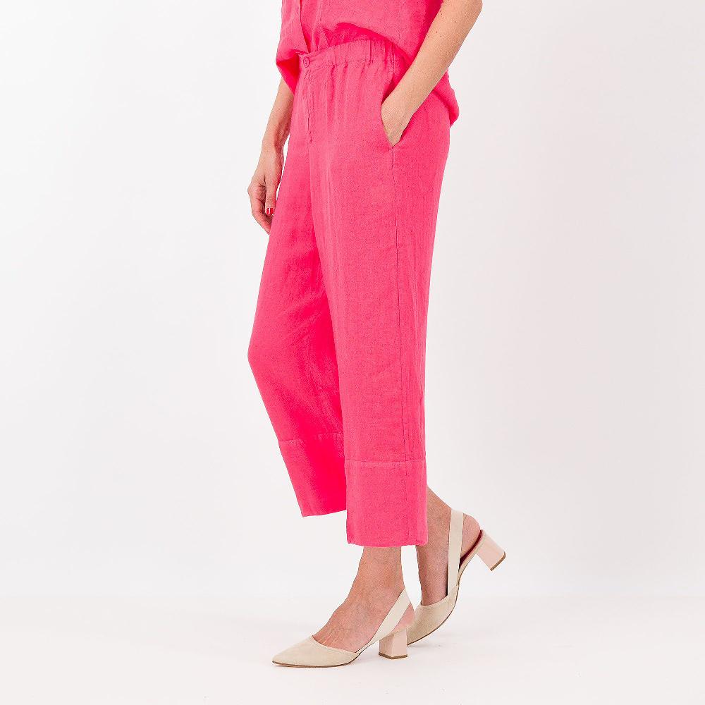 QVC Colour Lab Pantaloni cropped in lino con orlo alto